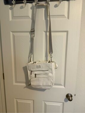 Steve Madden White Crossbody Bag with Light Gray Strap